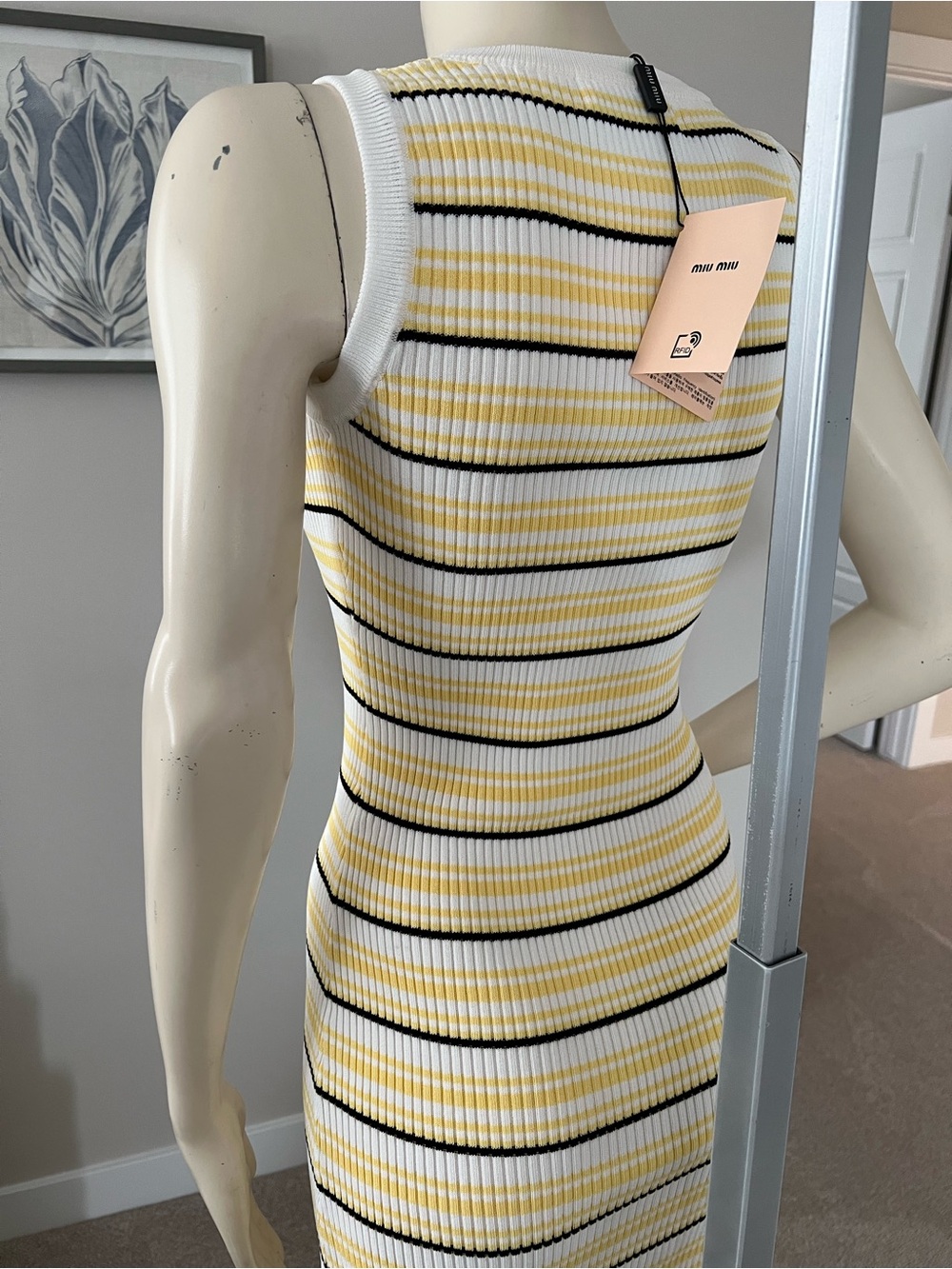 NWT — Yellow & White Striped Ribbed Mini Dress - Picture 6 of 13